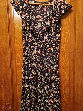 Gilli Navy Floral Ruffle Wrap Maxi Dress
